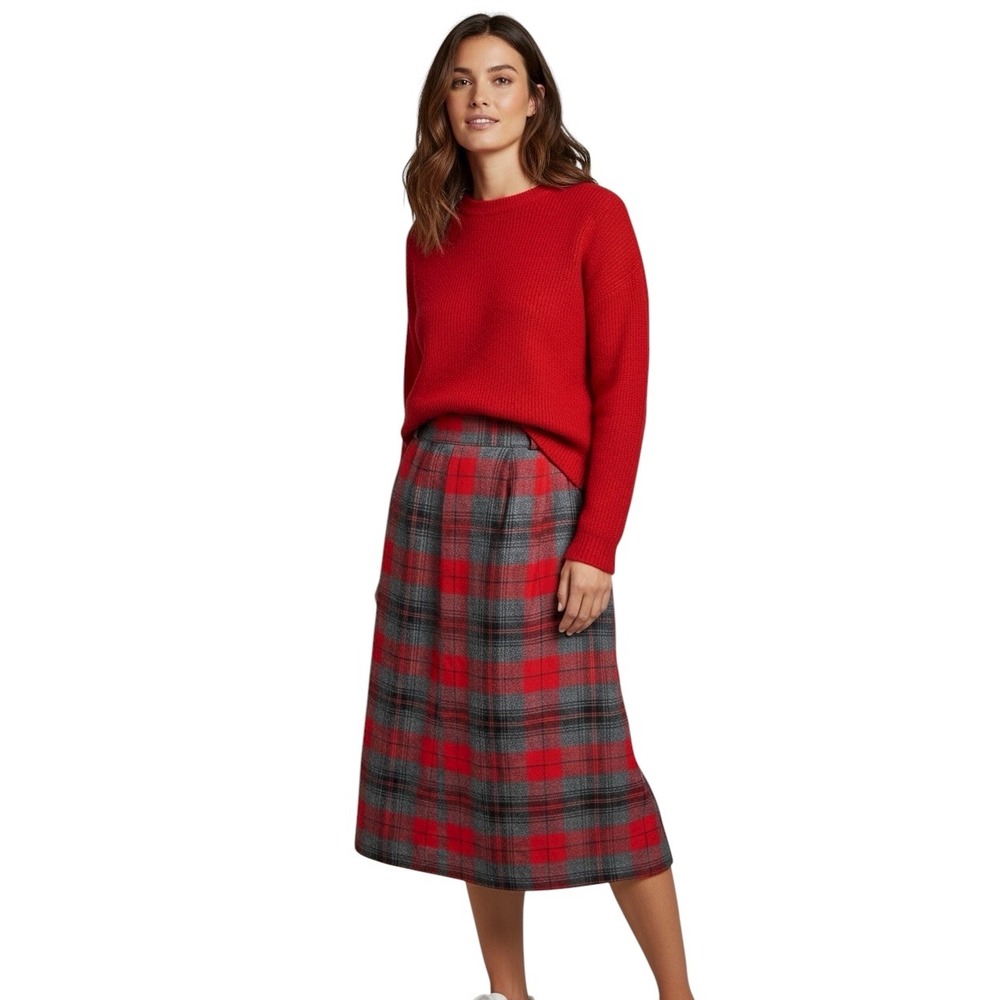 Vintage Surrey Classics Plaid Skirt Wool Red